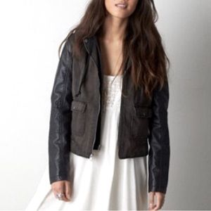 American Eagle Leather Army Green Jacket